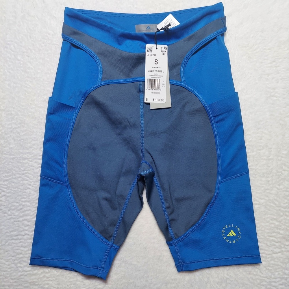Adidas Stella McCartney Bike Shorts Womens S Blue New JH3337 Training Cycling